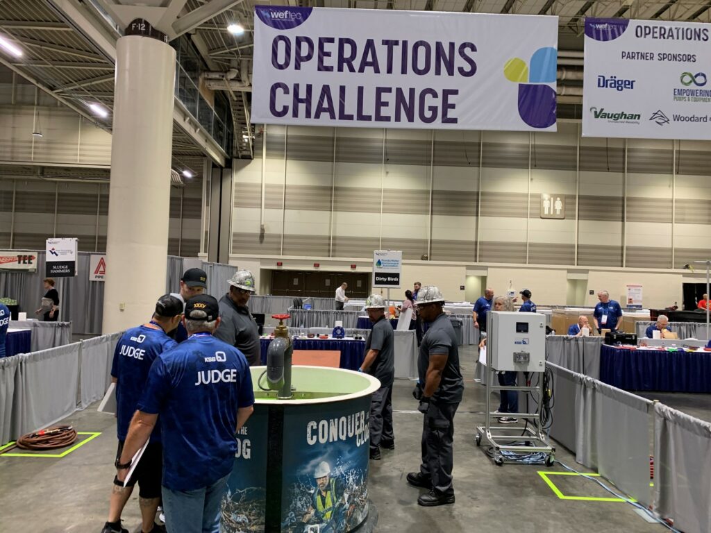 WEFTEC 2022 Operations Challenge judges and conference floor setup