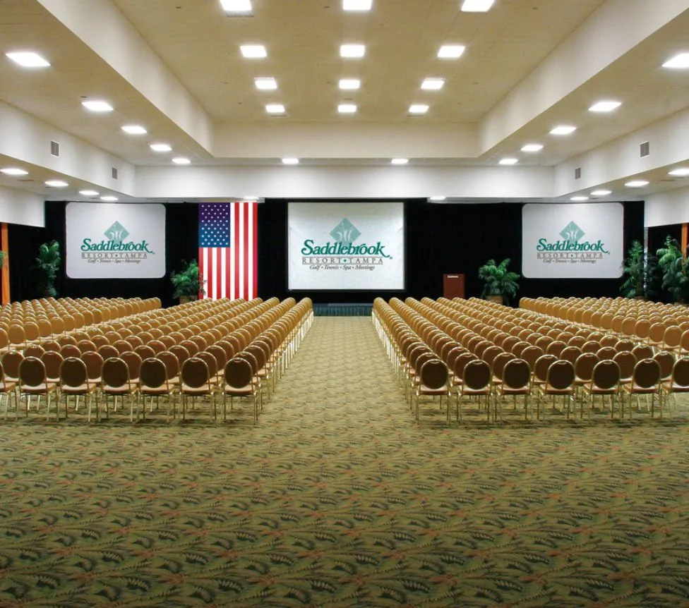 Saddlebrook Resort Tampa conference room set up for the FRWA annual conference with rows of chairs