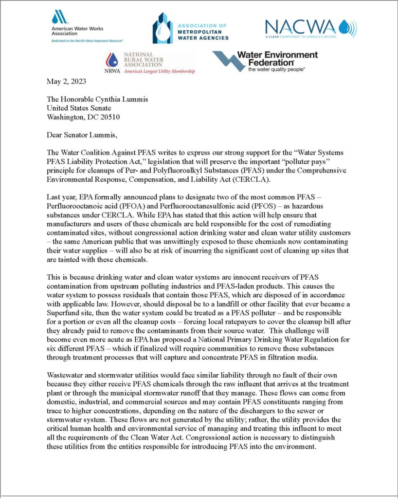 PFAS Contamination Letter to Senator Lummis Page 1 2